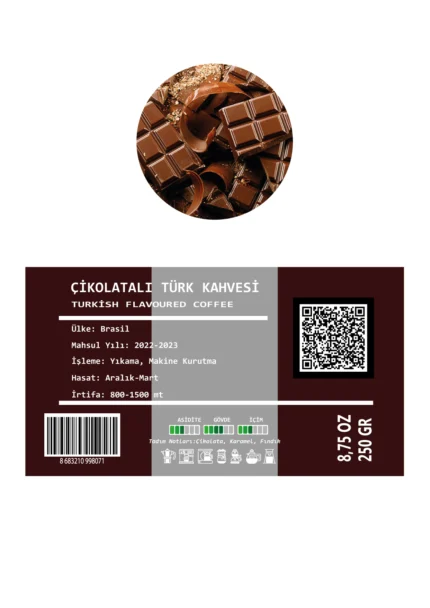 çikolatalı türk kahvesi resimli etiket